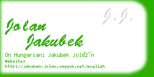 jolan jakubek business card